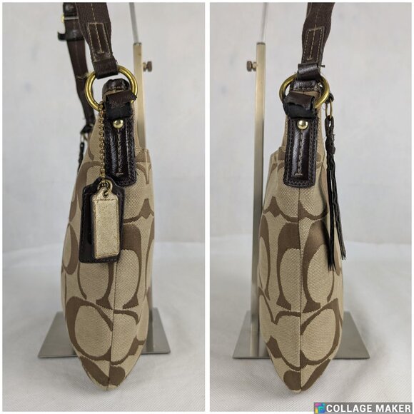 COACH F21905 SIGNATURE STRIPE DUFFLE SIGNATURE FABRIC Dark Brown - Picture 8 of 15